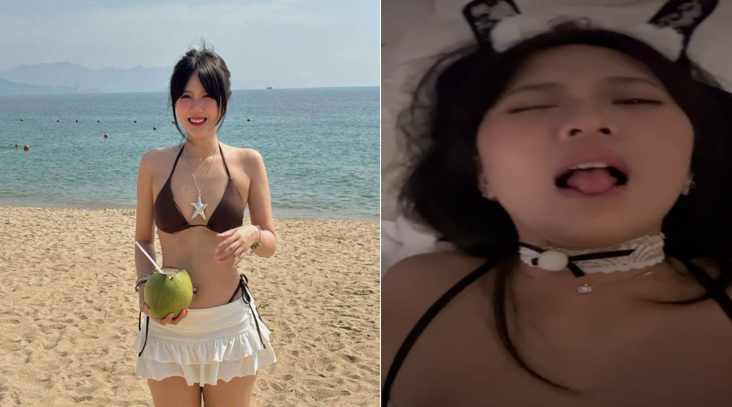 Xinh vch. em ngoan vc bảo há miệng lè lưỡi như chó