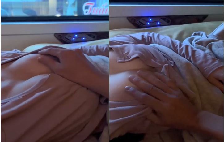 Bóp vú trên xe giường nằm